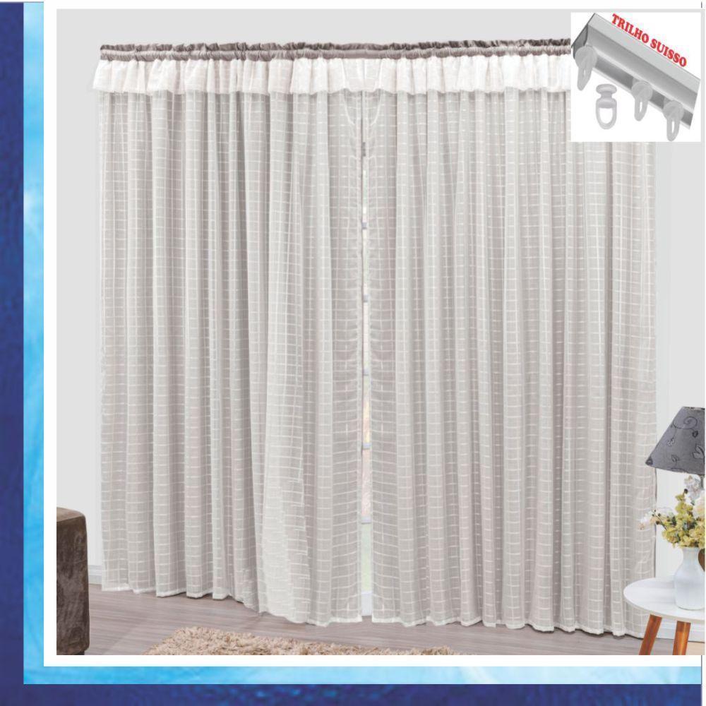 Cortina Romantic Semiblackout E Voal 2,00 X 1,70 Para Trilho Suisso - Palha - 1