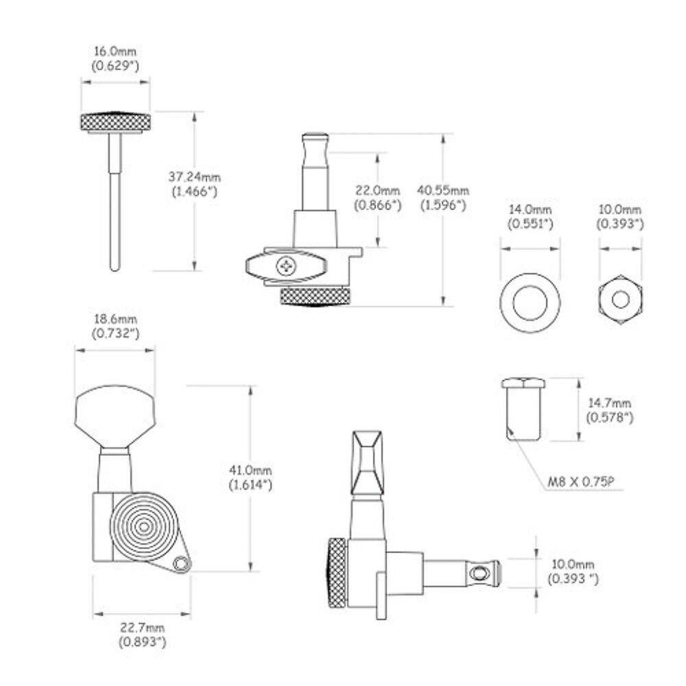 Tarraxa Guitarra Blindada Trava Dourada L6 Canhoto Spirit [f035] - 2