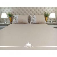 Jogo De Cama Queen 3 Pçs Em Malha 100% Algodão Bege - 1