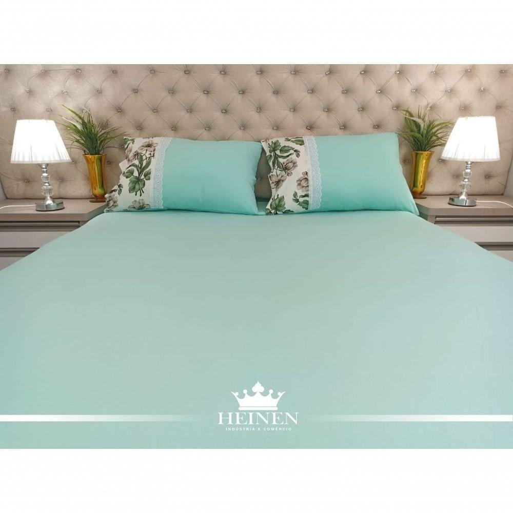 Jogo De Cama King 3 Pçs Em Malha 100% Algodão Verde - 1