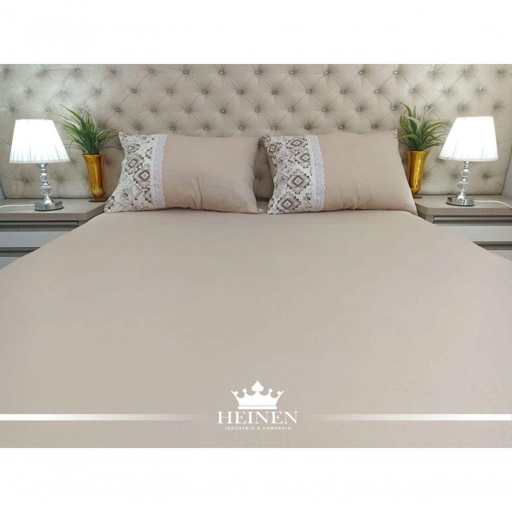 Jogo De Cama King 3 Pçs Em Malha 100% Algodão Bege - 1