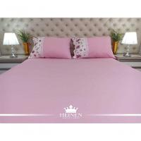 Jogo De Cama Solteiro 2 Pçs Em Malha 100% Algodão Rosa - 1