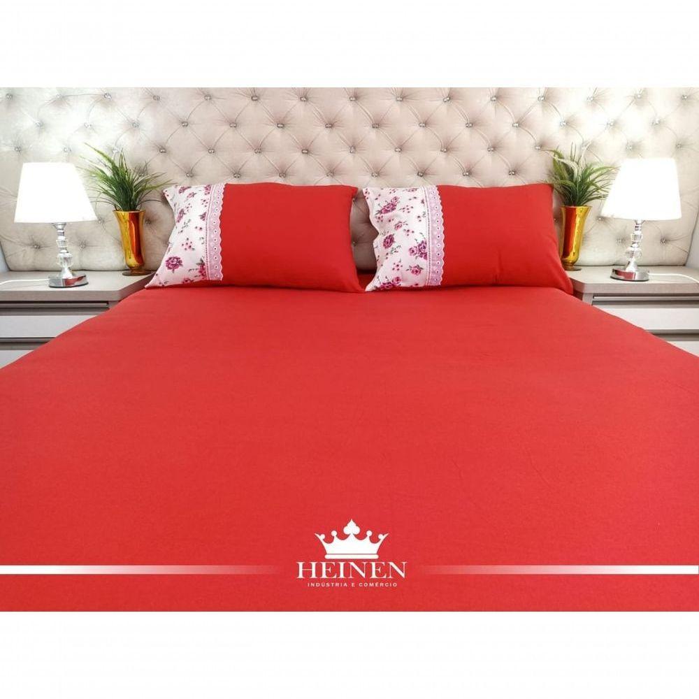 Jogo De Cama Queen 3 Pçs Em Malha 100% Algodão Vermelho - 1