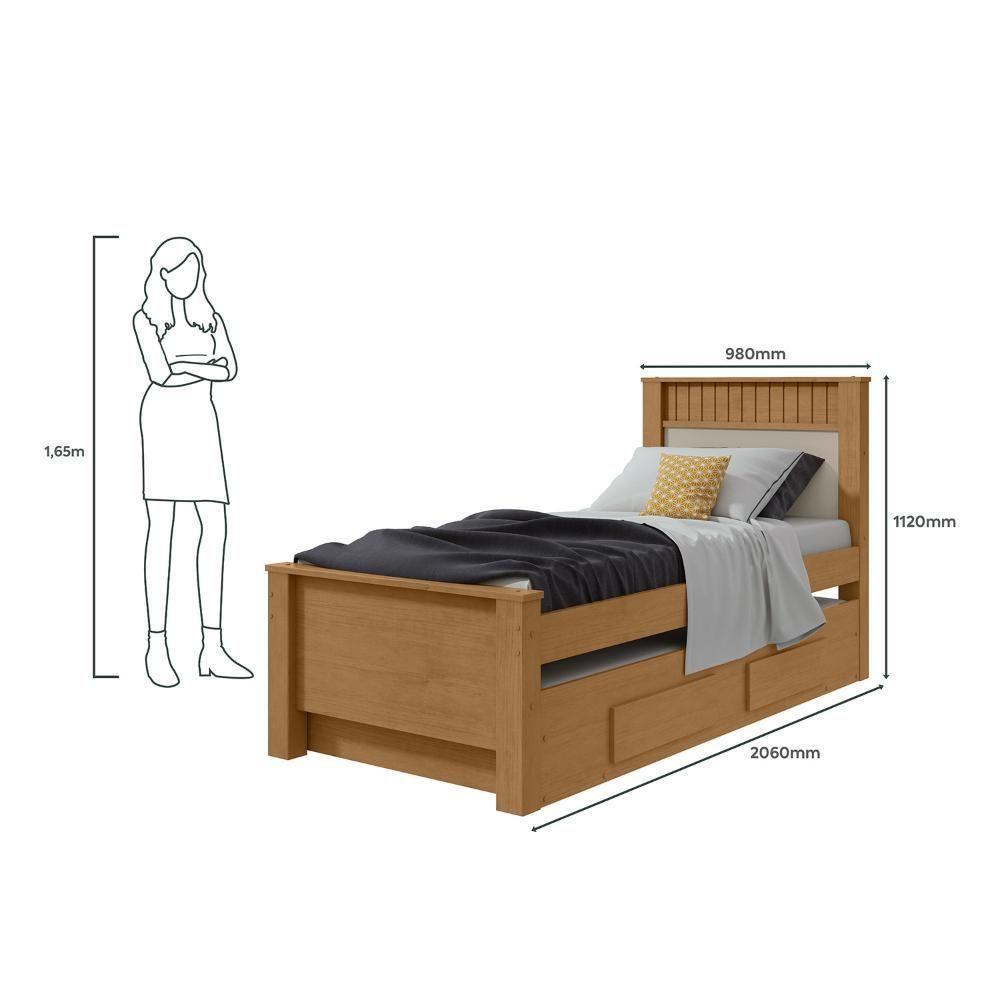 Cama Lopas Solt 0,90 Athenas 2022 C/cama Auxiliar Amendoa Cle/off Wh/amendoa Cle - 5