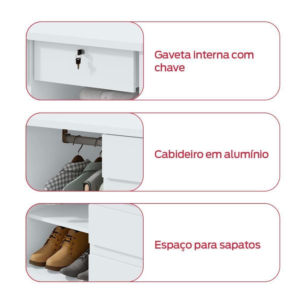 Cômoda Vedra 7 Gavetas 2 Portas Branco - 3