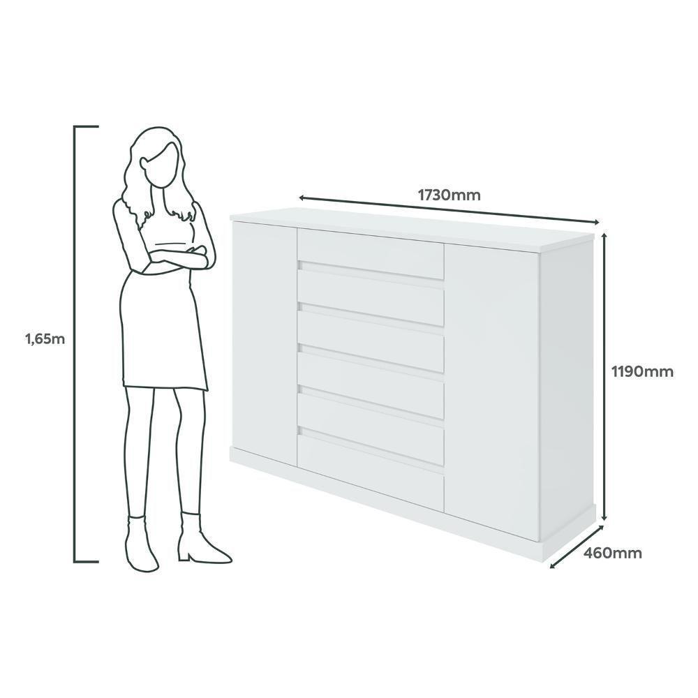 Cômoda Vedra 7 Gavetas 2 Portas Branco - 5