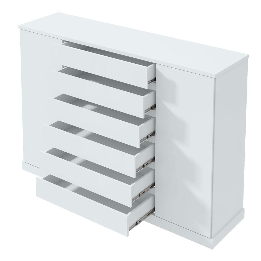 Cômoda Vedra 7 Gavetas 2 Portas Branco - 6