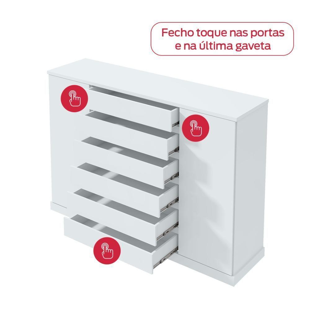 Cômoda Vedra 7 Gavetas 2 Portas Branco - 7