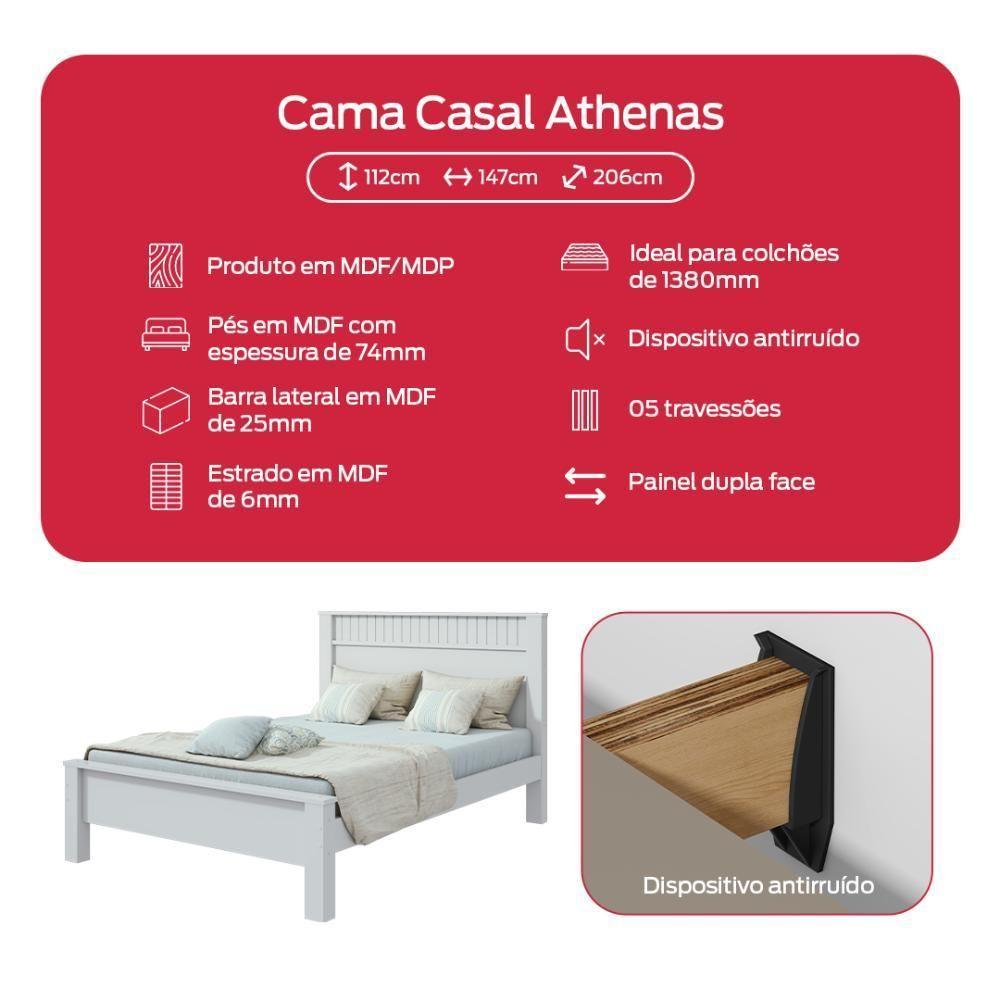Cama Lopas Casal 1,40 Athenas 2022 Branco - 3