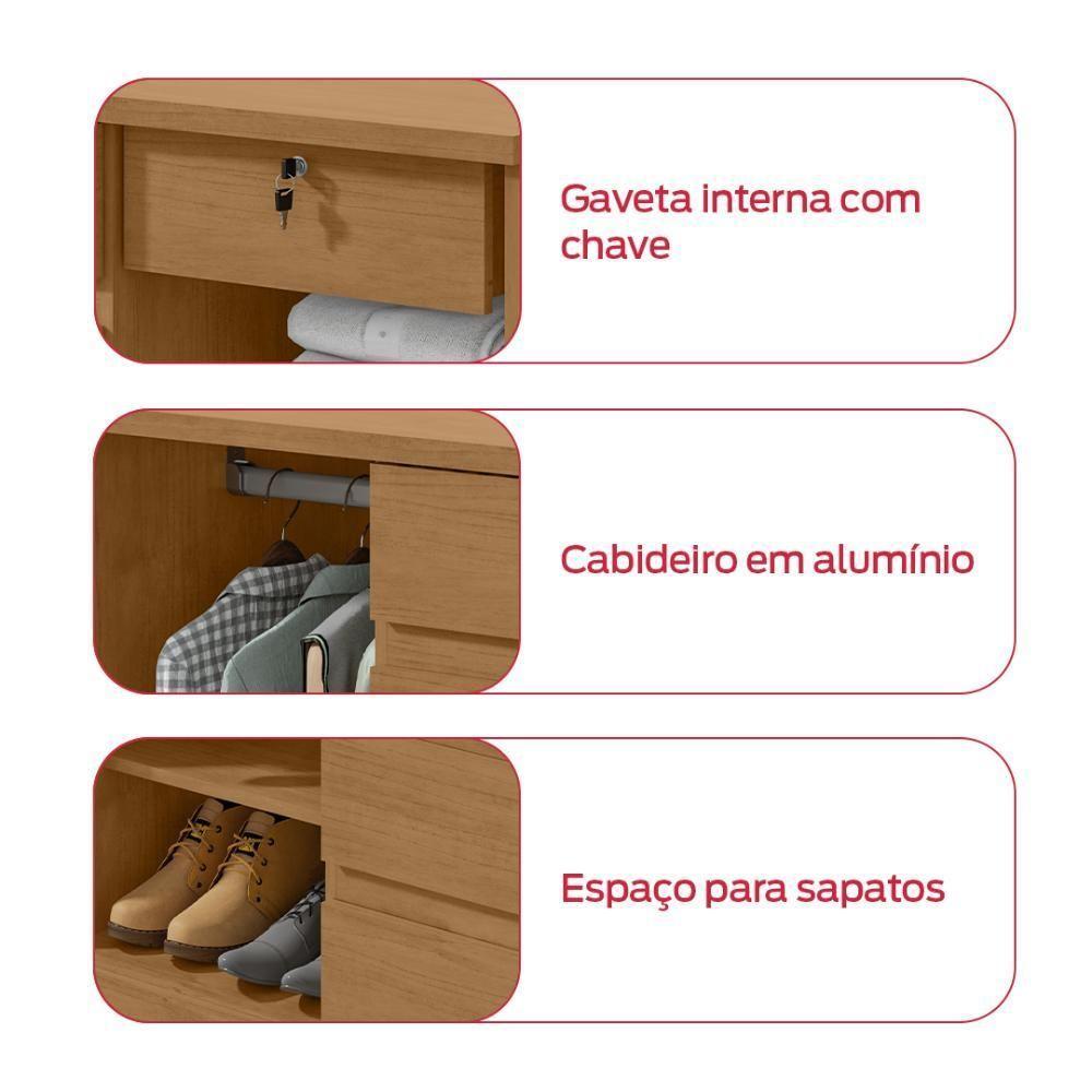 Cômoda Vedra 7 Gavetas 2 Portas Amêndoa Clean - 4