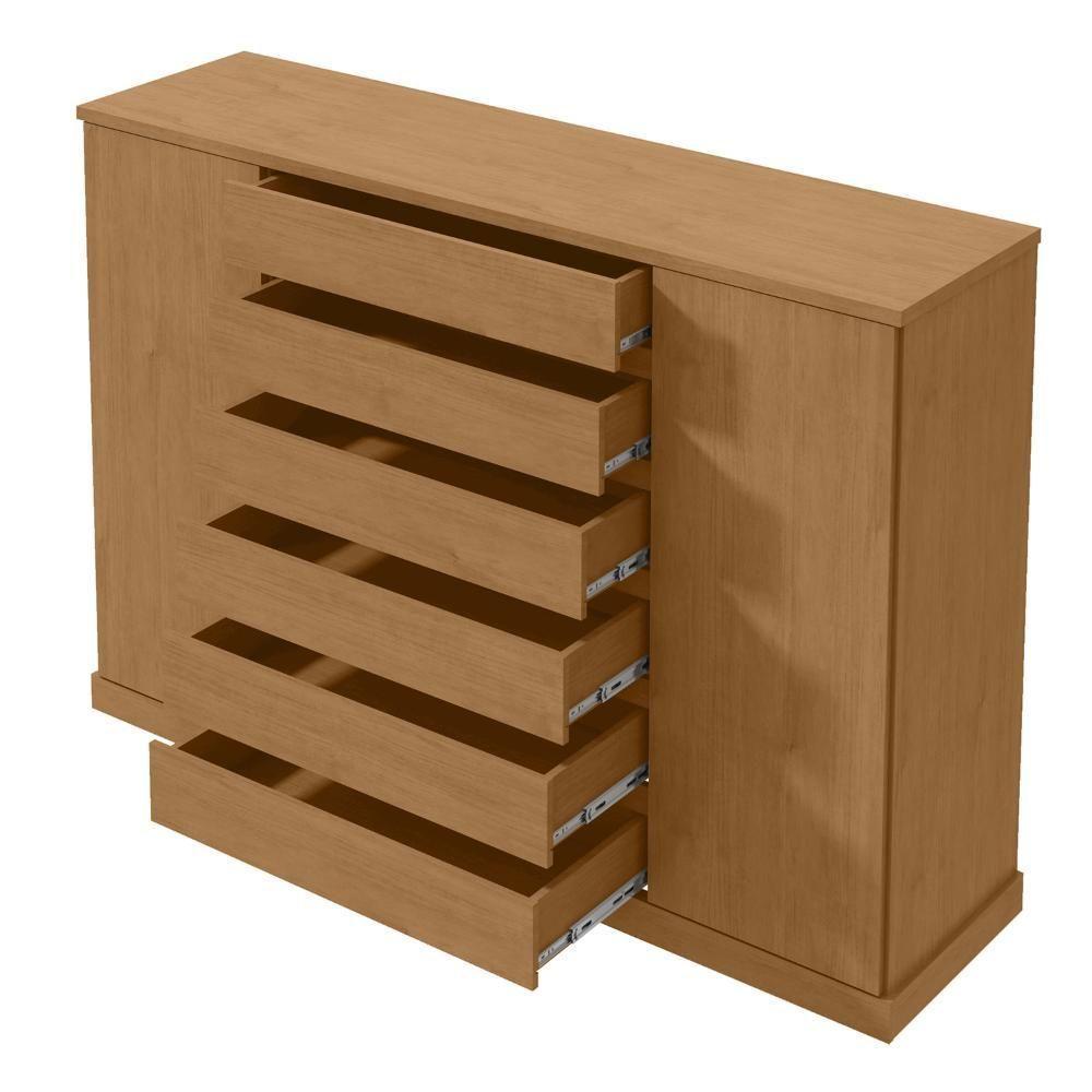 Cômoda Vedra 7 Gavetas 2 Portas Amêndoa Clean - 7