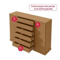 Cômoda Vedra 7 Gavetas 2 Portas Amêndoa Clean - 3