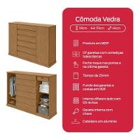 Cômoda Vedra 7 Gavetas 2 Portas Amêndoa Clean - 5