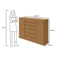 Cômoda Vedra 7 Gavetas 2 Portas Amêndoa Clean - 6