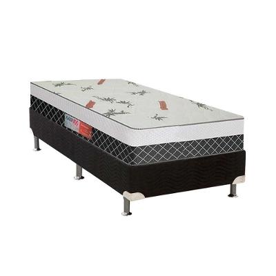 Cama Box Solteiro: Colchão Ortopédico Plumatex D28 Falcon Ultra Firme + Base CRC Suede Black(88x188)