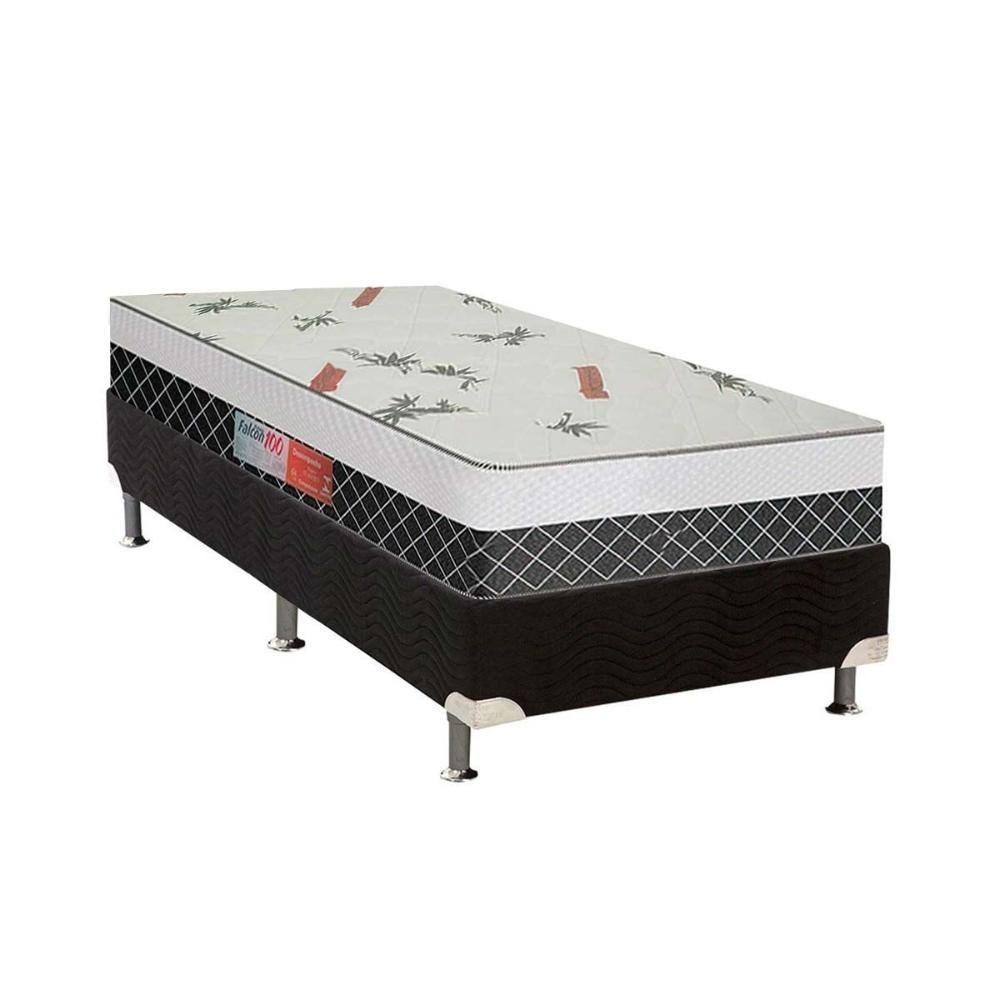 Cama Box Solteiro: Colchão Anatômico Plumatex D28 Falcon Ultra Firme + Base CRC Suede Black(88x188) - 1