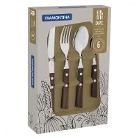 Faqueiro Tradicional Lâminas Inox Cabos de Madeira 24 Peças - 3