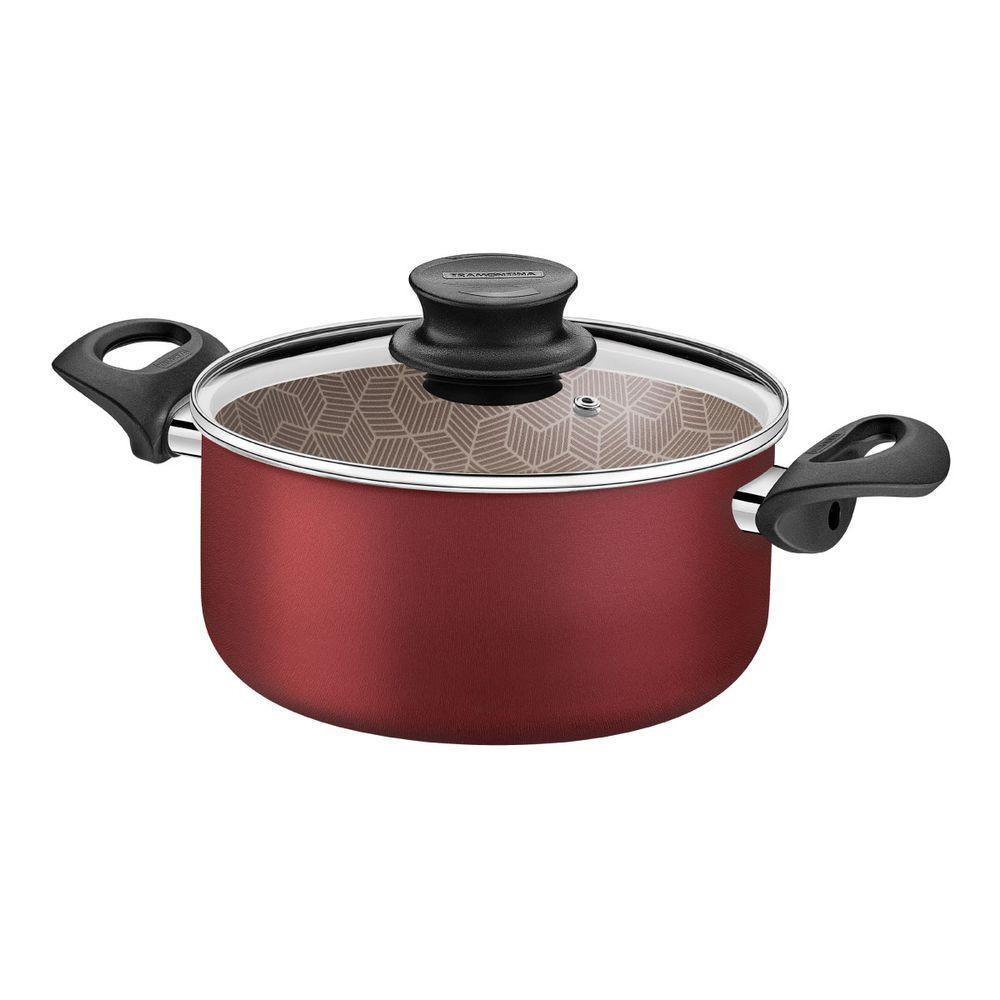 Panela Caçarola Tramontina Paris Antiaderente Com Tampa De Vidro 20 Cm 2,9 L Vermelho - 1