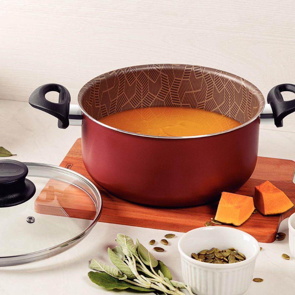 Panela Caçarola Tramontina Paris Antiaderente Com Tampa De Vidro 20 Cm 2,9 L Vermelho - 3