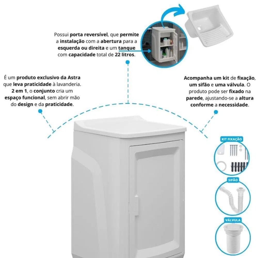 Gabinete Plástico Com Tanque 22l Branco Astra - 5