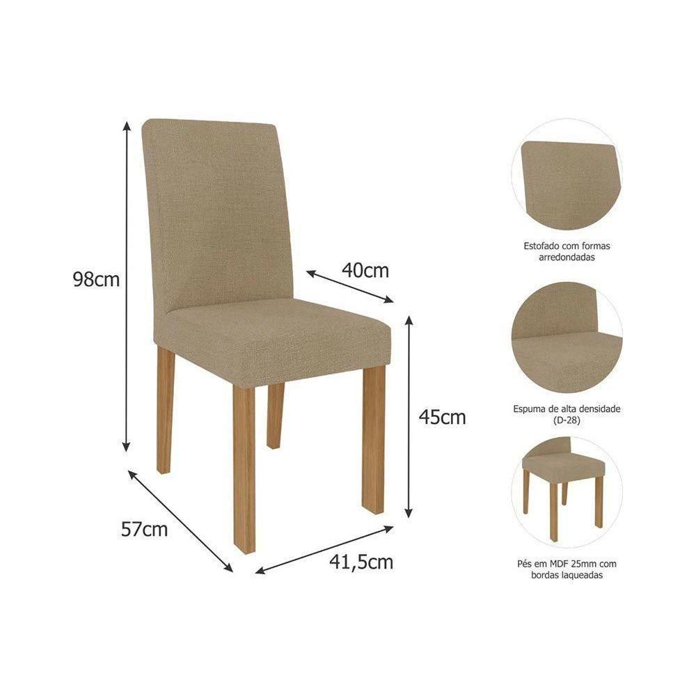 Sala de Jantar Completa Patricia Tampo Madeirado c/ Vidro 130x80cm e 4 Cadeiras Maia Nature/OW/Gengibre - Cimol - 3