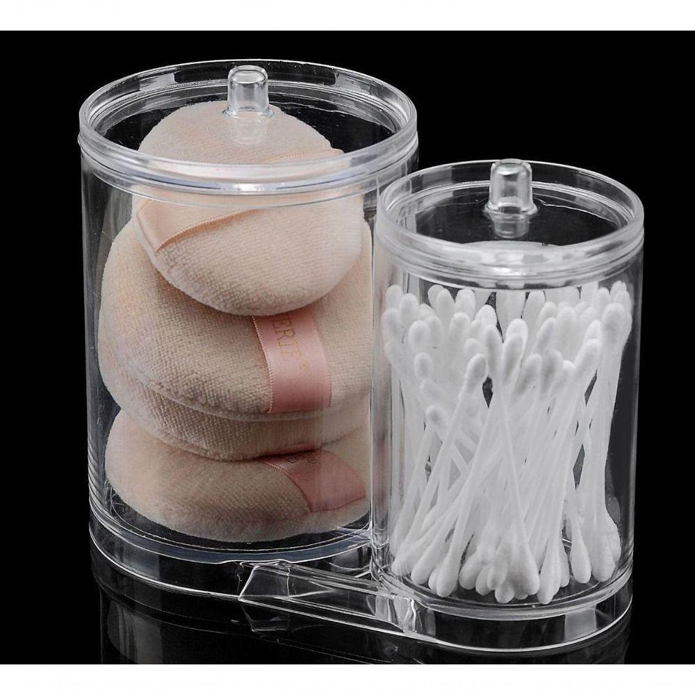 Porta Algodão E Cotonetes Organizador De Cosméticos 2 Em 1 - 2