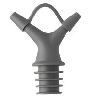 Bico Dosador Duplo Para Garrafas Azeite Vinagre Em Silicone Cinza - 1