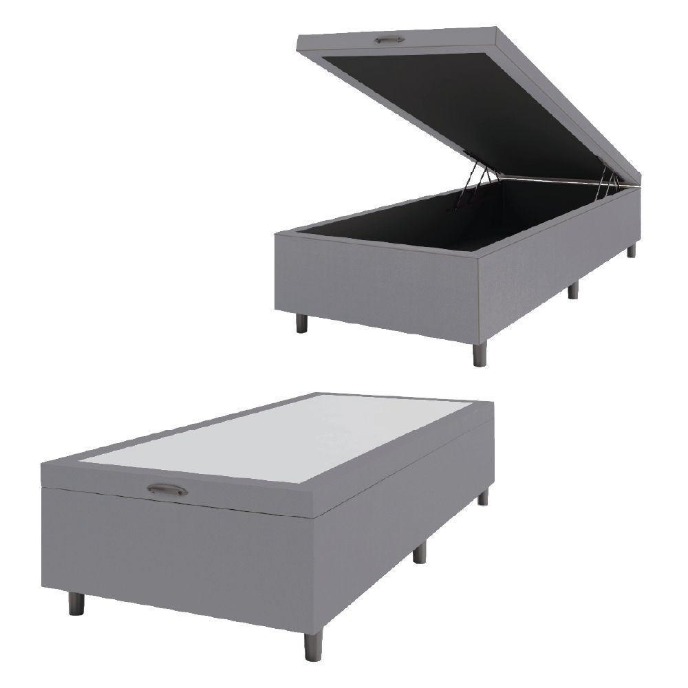 Cama Box Com Baú 0,79m Com 41cm De Altura Prince Cinza Cinza - 1
