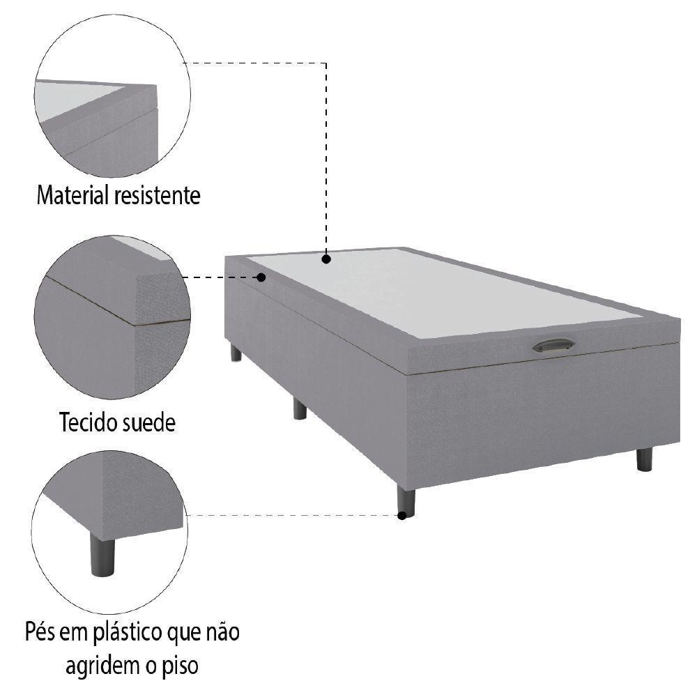 Cama Box Com Baú 0,79m Com 41cm De Altura Prince Cinza Cinza - 3