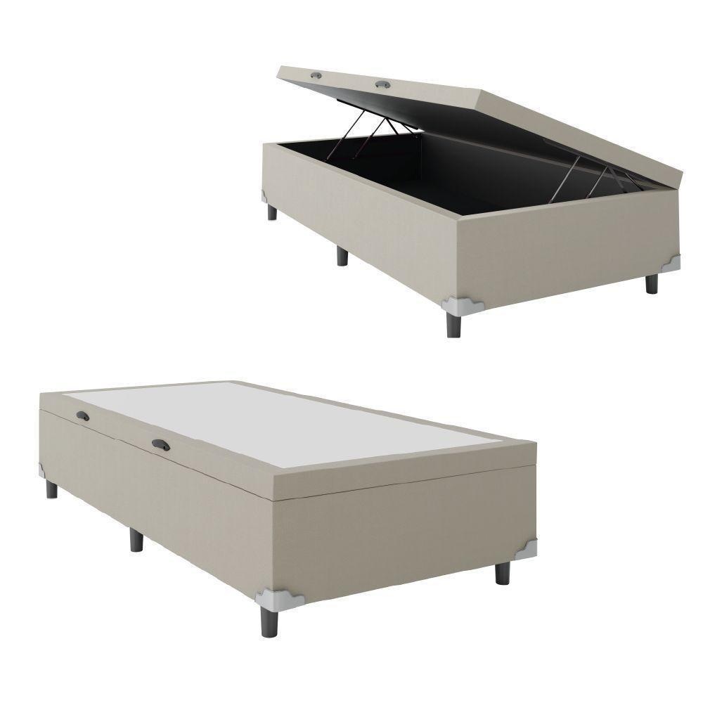 Cama Box Com Baú Solteiro 0,88m Com 41cm De Altura Prince Bege Bege - 1