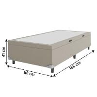 Cama Box Com Baú Solteiro 0,88m Com 41cm De Altura Prince Bege Bege - 3