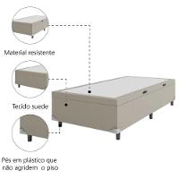 Cama Box Com Baú Solteiro 0,88m Com 41cm De Altura Prince Bege Bege - 4