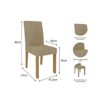 Conjunto: Mesa Sala Jantar Carol c/ Tampo Madeirado c/ Vidro 130cm + 4 Cadeiras Maia Nature/Off White/Gengibre - Cimol - 2