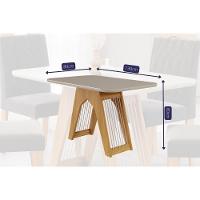 Conjunto: Mesa Sala Jantar Carol c/ Tampo Madeirado c/ Vidro 130cm + 4 Cadeiras Maia Nature/Off White/Gengibre - Cimol - 3