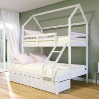 Beliche Casinha Casal/Solteiro Slim Rb Com 02 Gavetas Madeira Maciça Branco Housin - 1