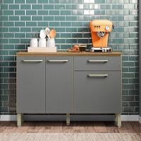 Balcão De Cozinha 3 Portas E 1 Gavetas Com Tampo 1,20m Versalhes Kit\'s Paraná Freijo Cinza - 1