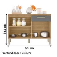 Balcão De Cozinha 3 Portas E 1 Gavetas Com Tampo 1,20m Versalhes Kit\'s Paraná Freijo Cinza - 2