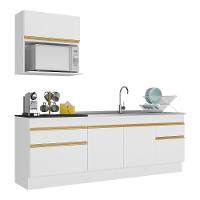 Armário Cozinha 220cm Com Rodapé Multimóveis Branco/dourado - 2