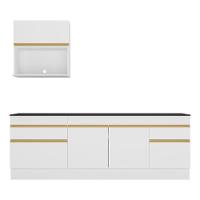 Armário Cozinha 220cm Com Rodapé Multimóveis Branco/dourado - 3