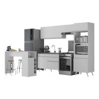 Armário De Cozinha Com Bancada-mesa Gourmet Veneza Multimóveis Mp2174 Branco Branco - 1