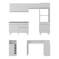Armário De Cozinha Com Bancada-mesa Gourmet Veneza Multimóveis Mp2174 Branco Branco - 5