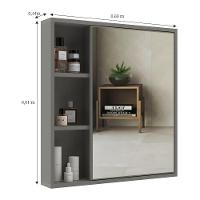 Espelheira Para Banheiro 60cm Com Nichos Multimóveis Cr10112 Cimento Cimento - 3