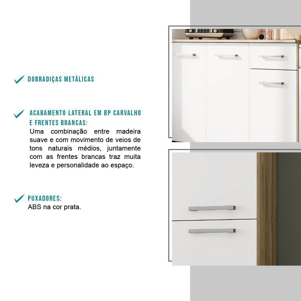 Cozinha Compacta Arizona Classic Com Armário E Balcão Carraro - Carvalho-branco Carvalho-branco - 6
