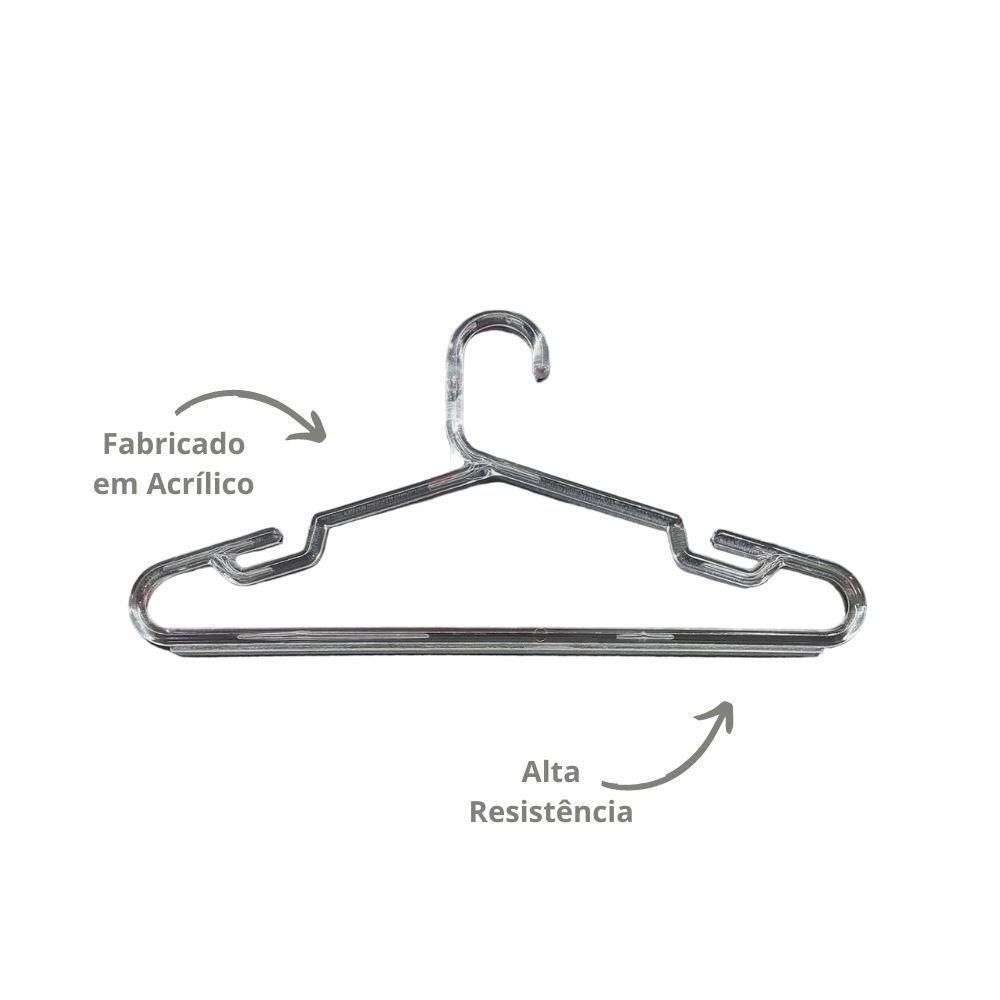 Kit Com 25un. Cabide Juvenil Cavado Tradicional Cristal Em Ps Cristal - 2