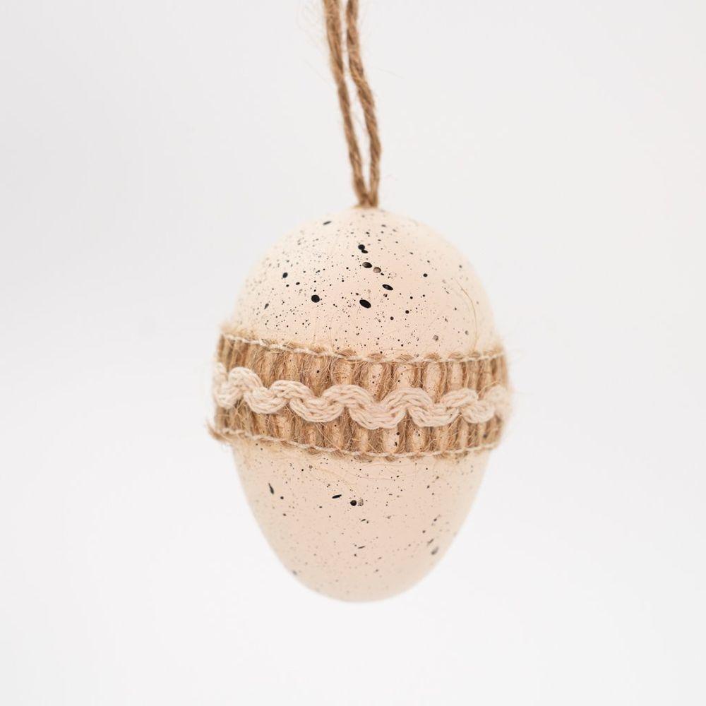 Kit 36 Ovos De Páscoa Bege Branco Enfeitado Pendentes Decorativo - 3