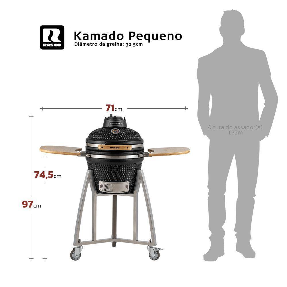 Churrasqueira Kamado Pequeno Rasco Vermelho C/ Grelha Aço Inox, Suporte E Mesas. Ideal P/ 5 Pessoas Vermelho - 5