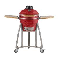 Churrasqueira Kamado Pequeno Rasco Vermelho C/ Grelha Aço Inox, Suporte E Mesas. Ideal P/ 5 Pessoas Vermelho - 1