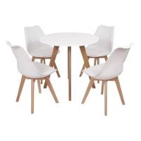 Conjunto Mesa Leda Branca 80 Cm + 4 Cadeiras Leda Brancas - 1