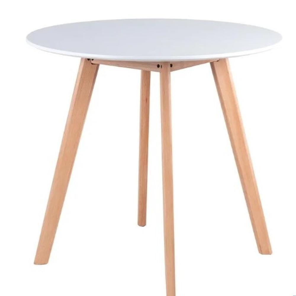 Kit - Mesa Redonda Leda 80 Cm Branco + 4 Cadeiras Estofadas Leda Preto - 6