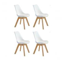 Kit Com 4 Cadeiras Leda Branca - Charles Eames Wood Com Almofada - 2